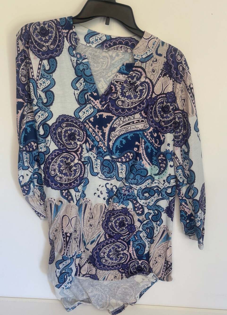 Women's Paisley Print V-Neck 3/4 Sleeve Blouse